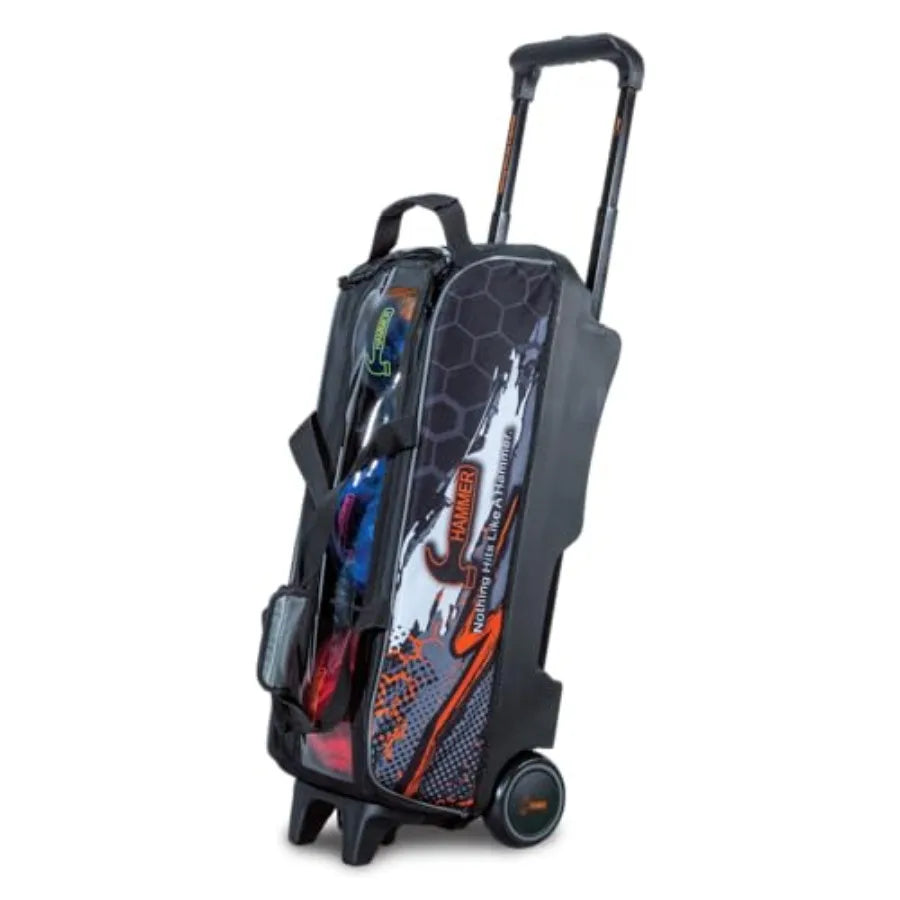 Hammer Hybrid Triple Roller Bowling Bag for Professional and Casual Use with Enhanced Durability Multiple Storage Compartments