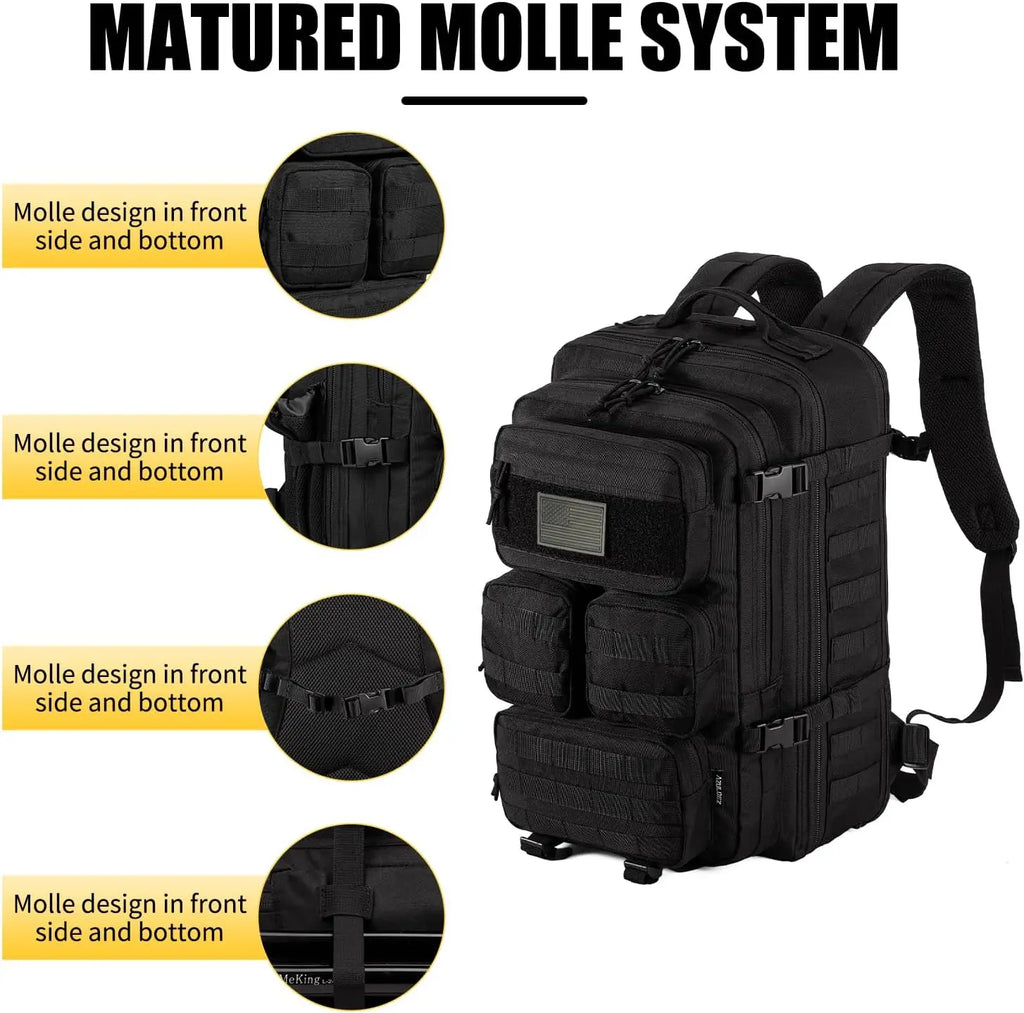 Tactical Backpack for Men, 40/50L Expandable Military Hiking & Camping Rucksack, Waterproof MOLLE Assault Pack