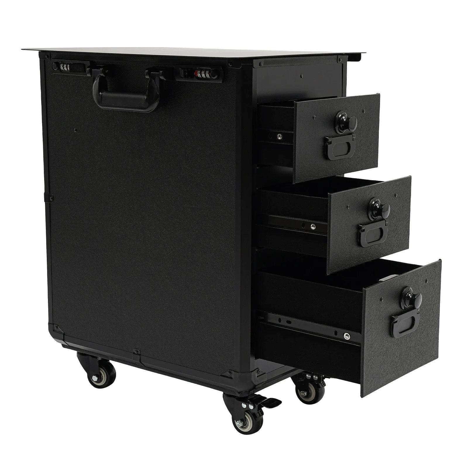 3-Drawer Makeup Train Case with Wheels, Adjustable Pull Rod, Comfortable Handles, Ideal for Organizing Cosmetics