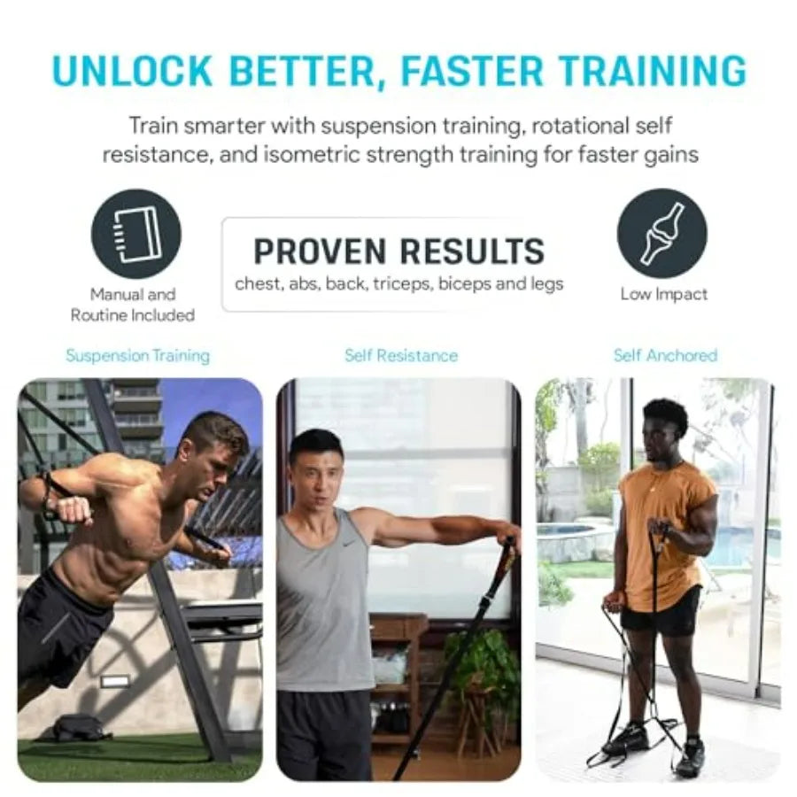 ISO-FLO Isometric Exercise Equipment - Suspension Trainer Straps & Resistance Bands for Calisthenics, Pilates and Strength Train