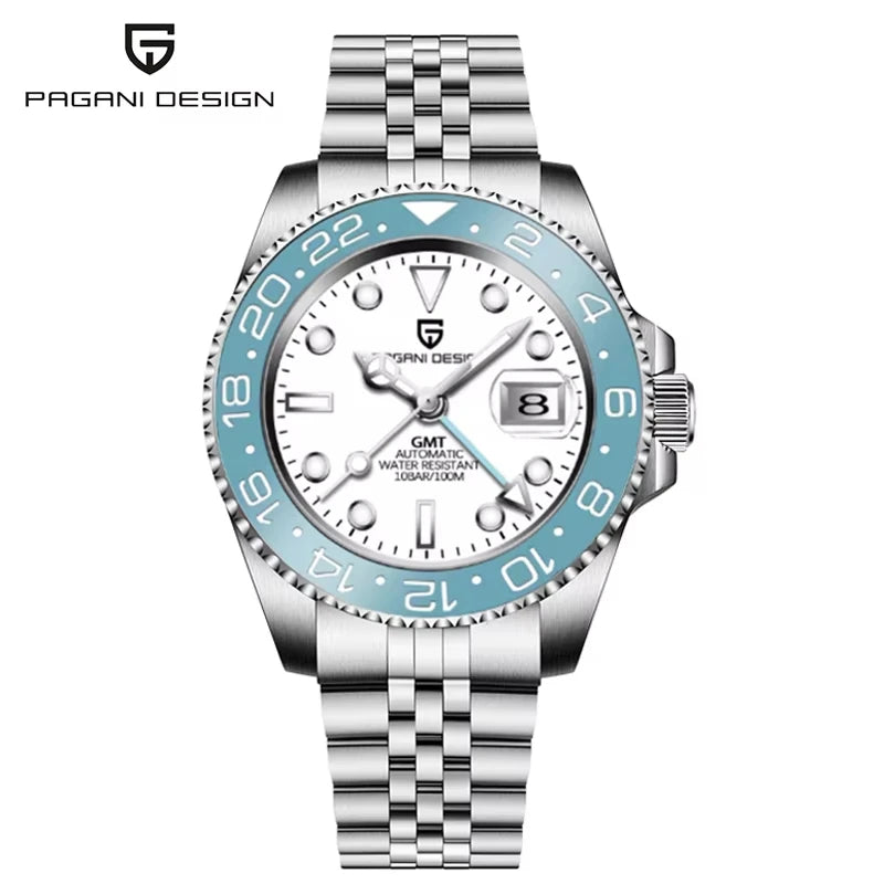 New PD-1662 PAGANI DESIGN GMT Automatic Wristwatch Stainless Steel 100M Waterproof Men Watch Top Brand 40mm Mechanical Watch Men