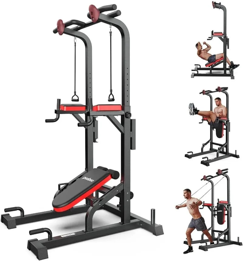 Power Tower Dip Station Pull Up Bar for Fitness Home Gym Workout,Multi-Function Adjustable Height Fitness Strength Training