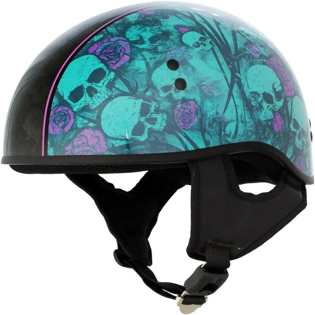 Advanced Motorcycle DOT Skull Cap Classic Half Helmets Biker HLD HLT