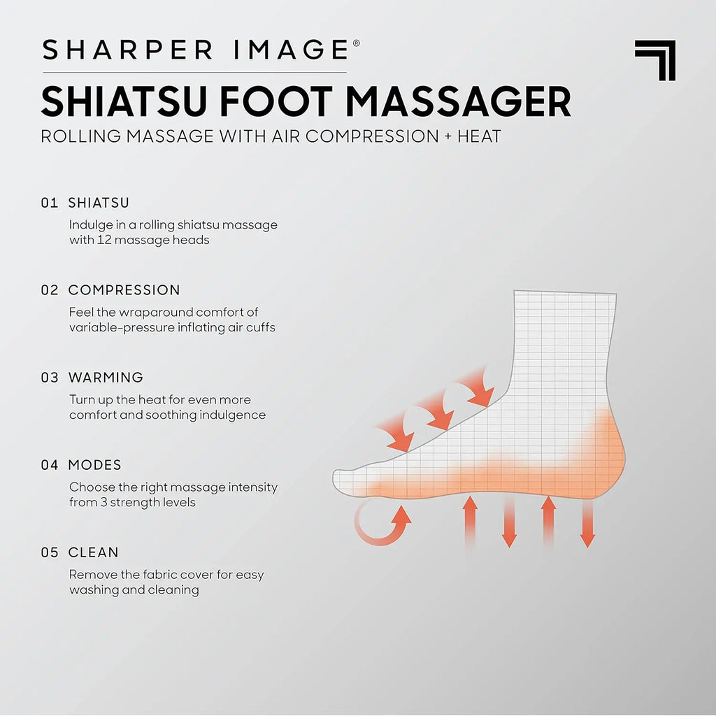 Electric Shiatsu Foot Massager with Heat, Air Compression & Deep Kneading Rollers for Men's Size 12