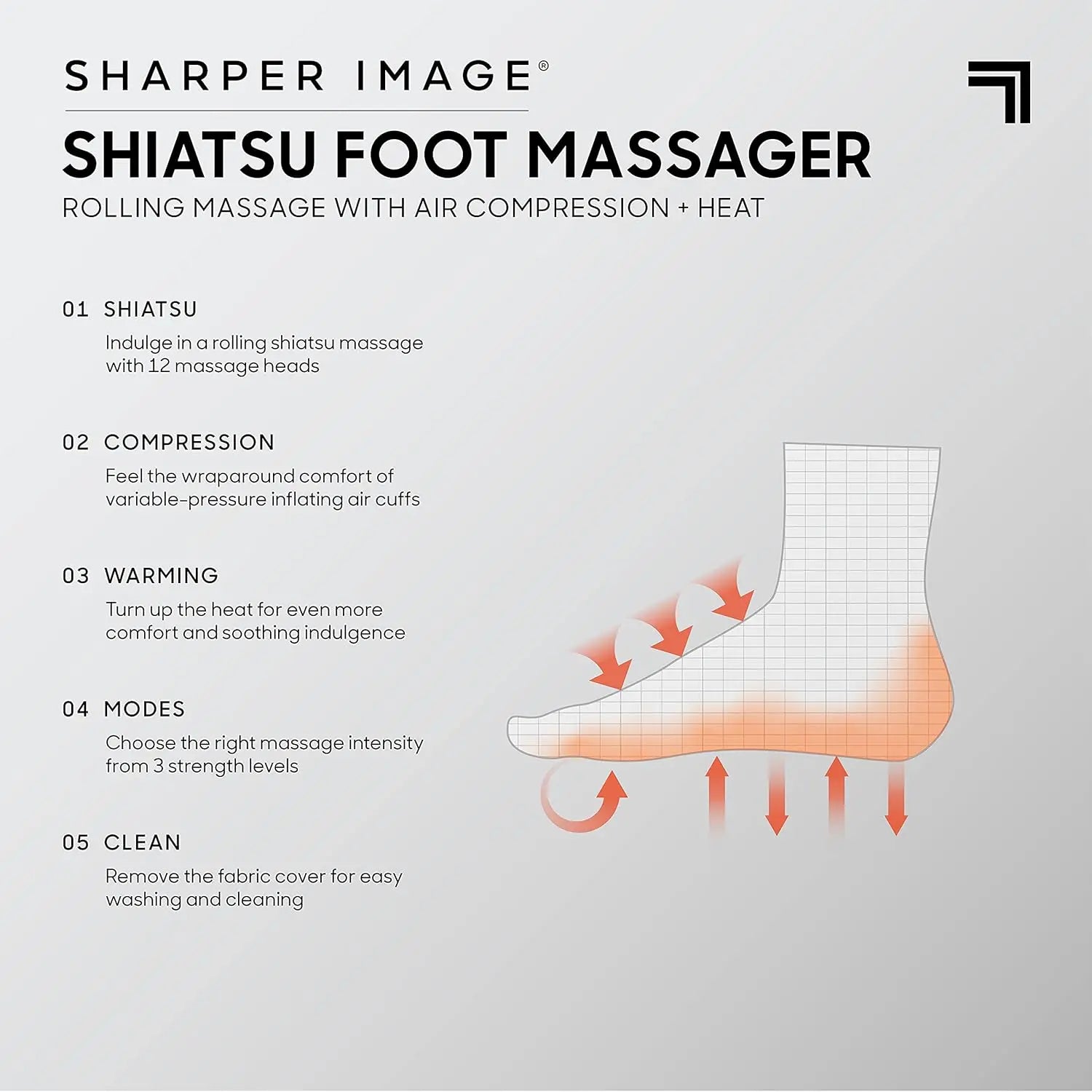 Electric Shiatsu Foot Massager with Heat, Air Compression & Deep Kneading Rollers for Men's Size 12