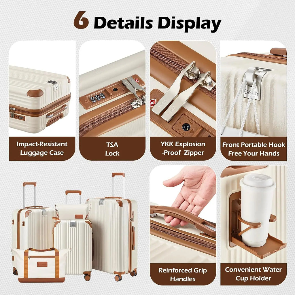 3-Piece Luggage Set PC+ABS Hardshell TSA Lock Spinner Wheels Lightweight Green Suitcase with YKK Zippers (20/24/28/DB/TB)