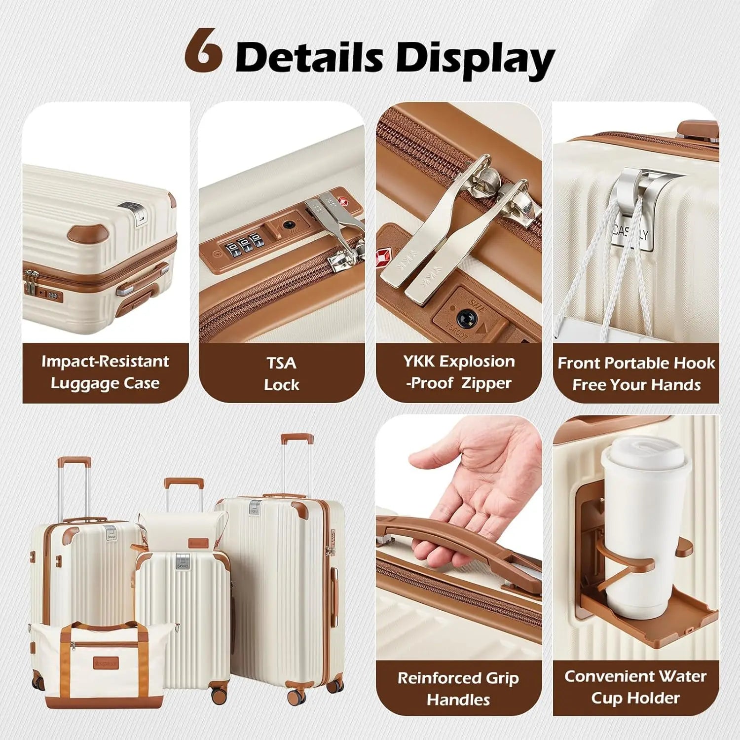 3-Piece Luggage Set PC+ABS Hardshell TSA Lock Spinner Wheels Lightweight Green Suitcase with YKK Zippers (20/24/28/DB/TB)