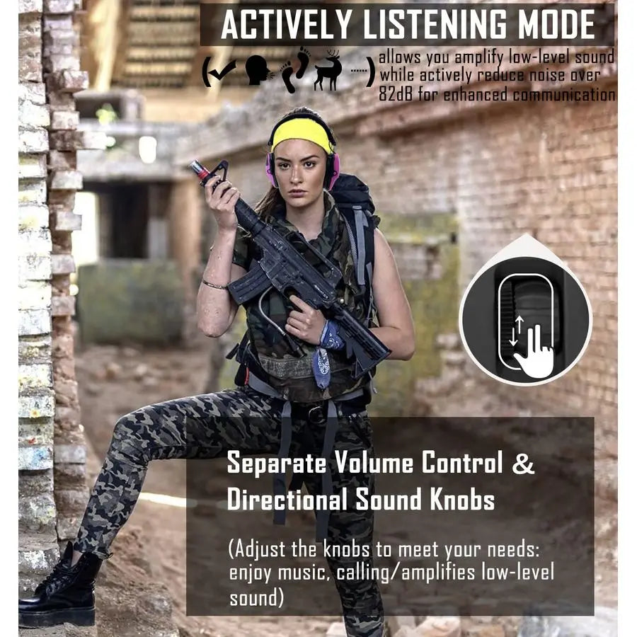 030 Bluetooth 5.4 Electronic Shooting Ear Protection Earmuffs, Noise Reduction Sound Amplification Hearing Protector for Gun Ran