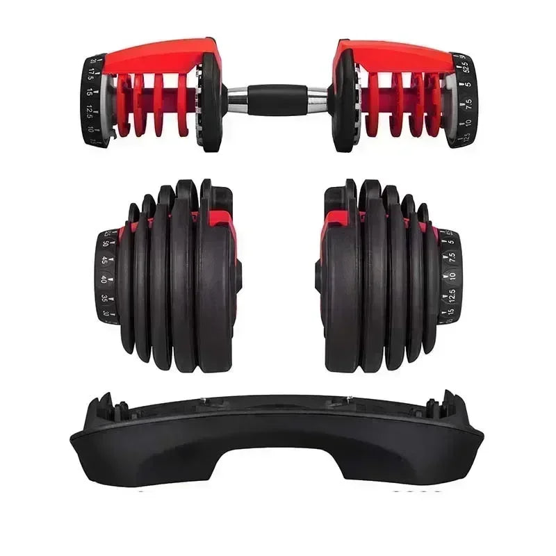 VEVOR Adjustable Steel Dumbbell 24/40KG 52.5/90LBS Fitness for Home Gym, Arm & Muscle Training with QuickLock System (Red/Black)