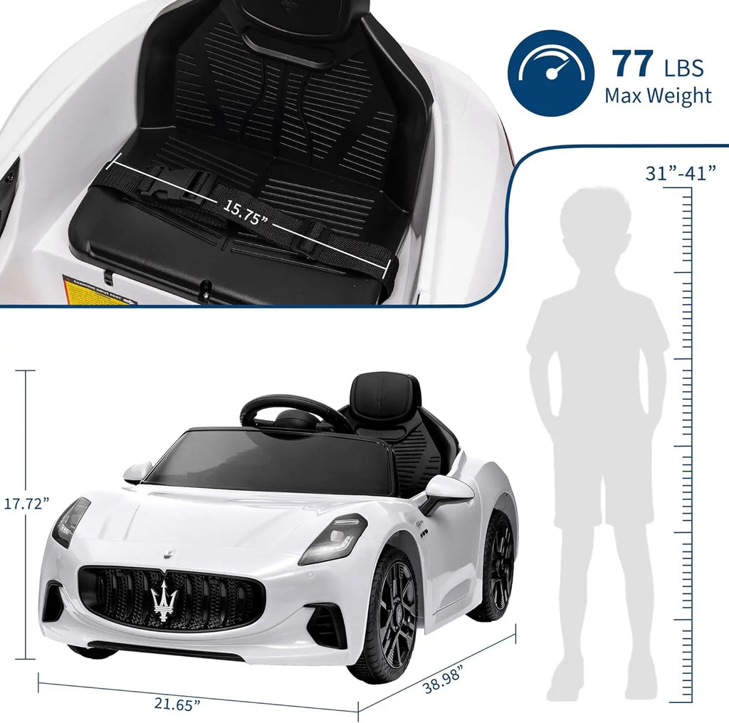 Kids Electric Ride on Car 12v Battery Powered Toy Car with Remote Control Slow Start Shock Absorbers Lockable Doors Safety Belts
