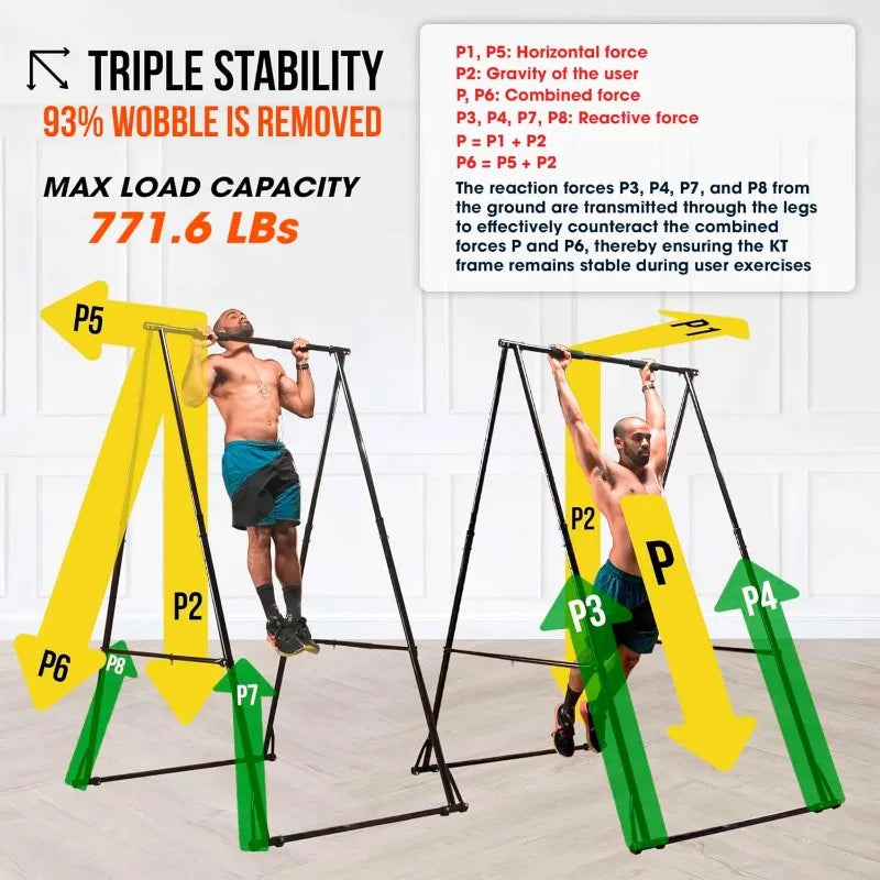 GROUND Foldable Free Standing Pull Up Bar Stand Sturdy Power Tower Workout Station For Home Gym Strength Tra