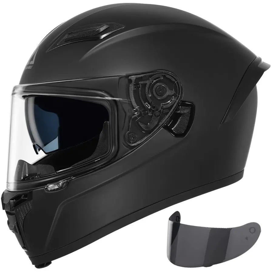 FF351 Motorcycle Helmet for Street Bike, Black, DOT Approved