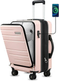 Checked Luggage with Spinner Wheels, FLO5 Expandable Polycarbonate Hard Shell SuitcaseLock (FX-Core, Blue, 24 Inch)
