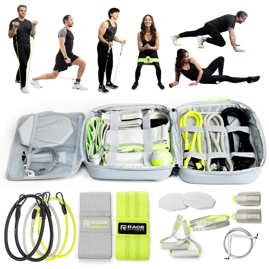 Kit Home Gym Equipment with Carry Bag 10Pcs Resistance Bands Kit with Handles, Door Anchor, Jump Rope, Booty Bands amp More Full