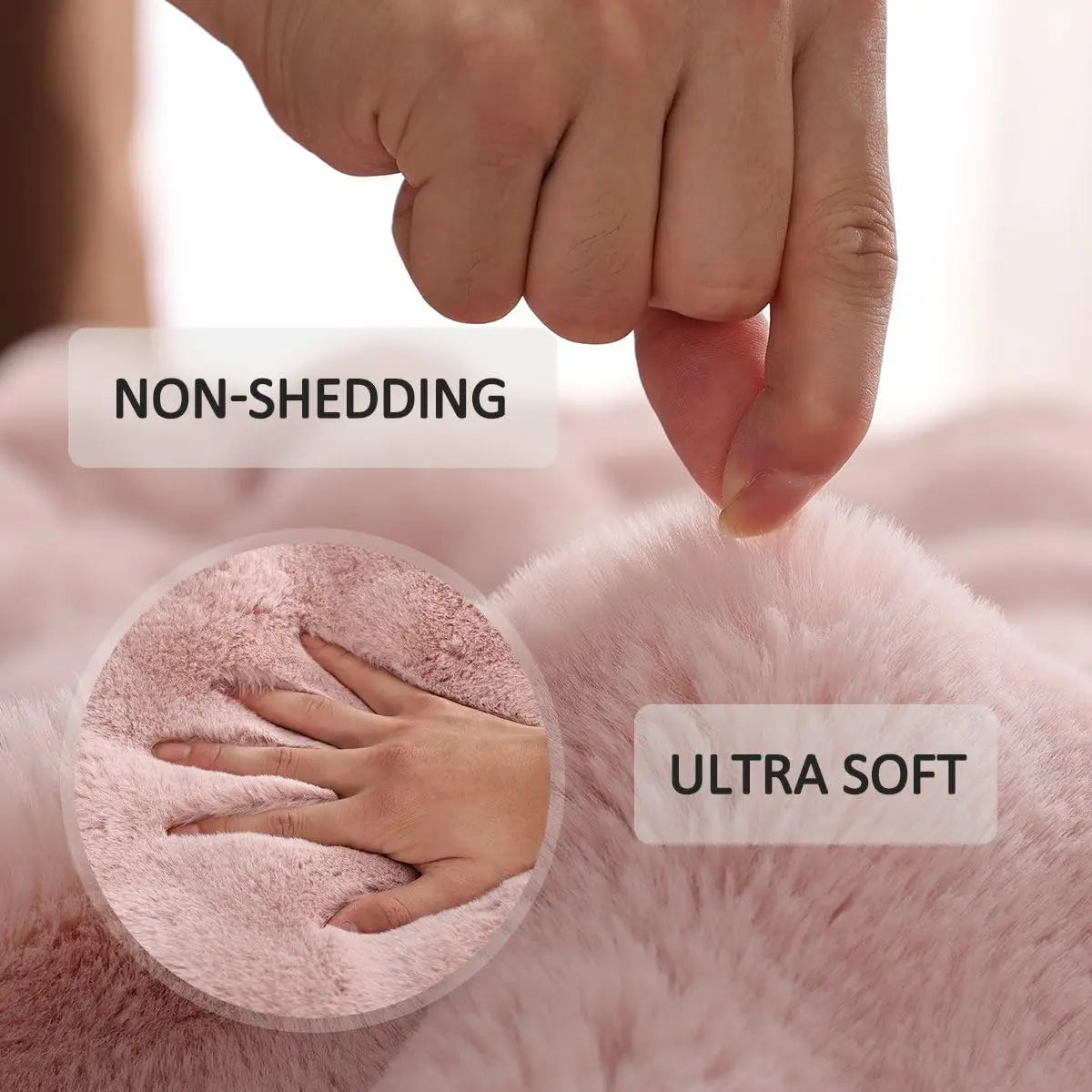 Light Pink Fluffy Faux Fur Throw Blanket 60x80, Soft and Warm for Bedroom Sofa Couch
