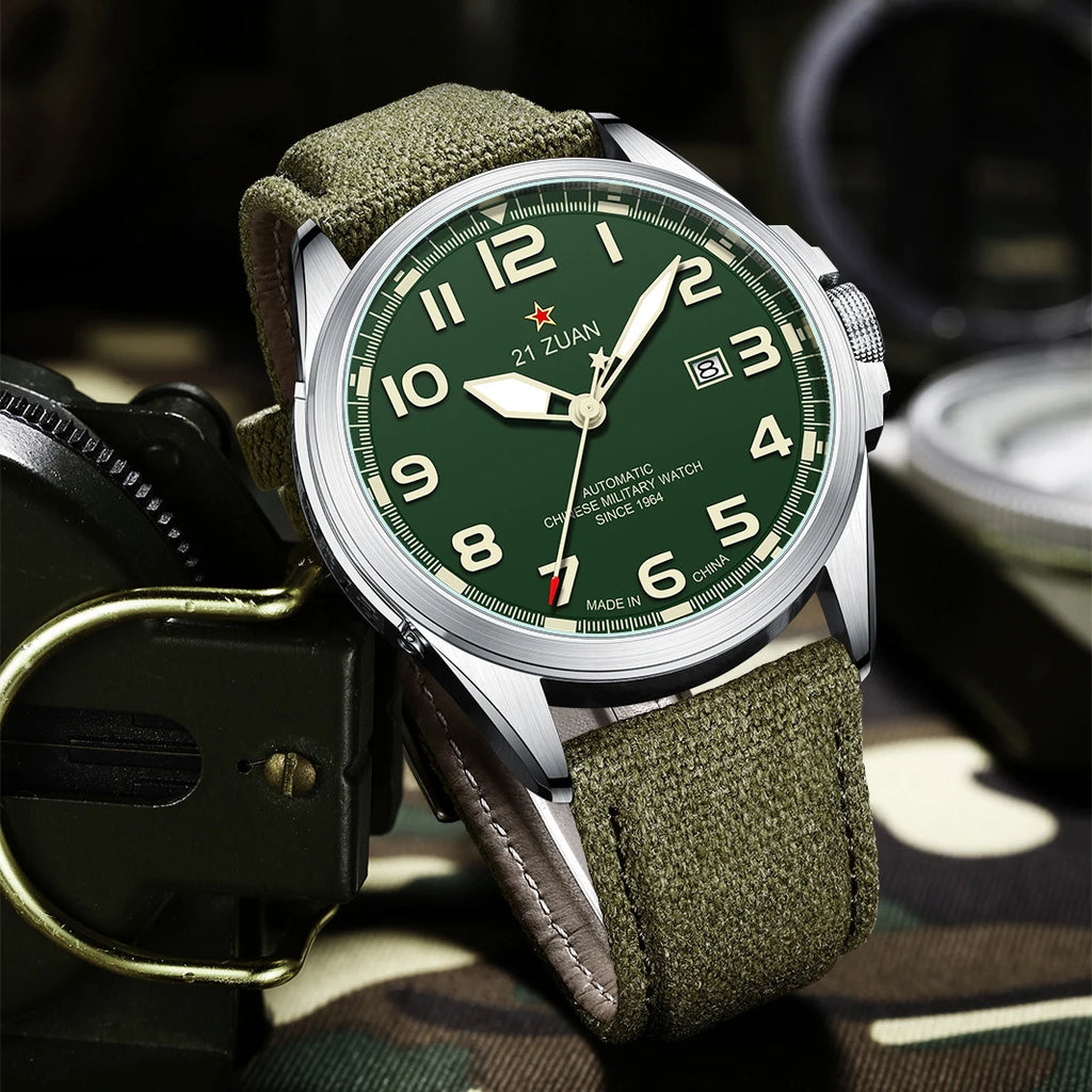 Seagull Luxury Bracelet Military Men Watch Automatic Mechanical Watches For Men Wear Resistant Leather Strap Luminous Clock D581