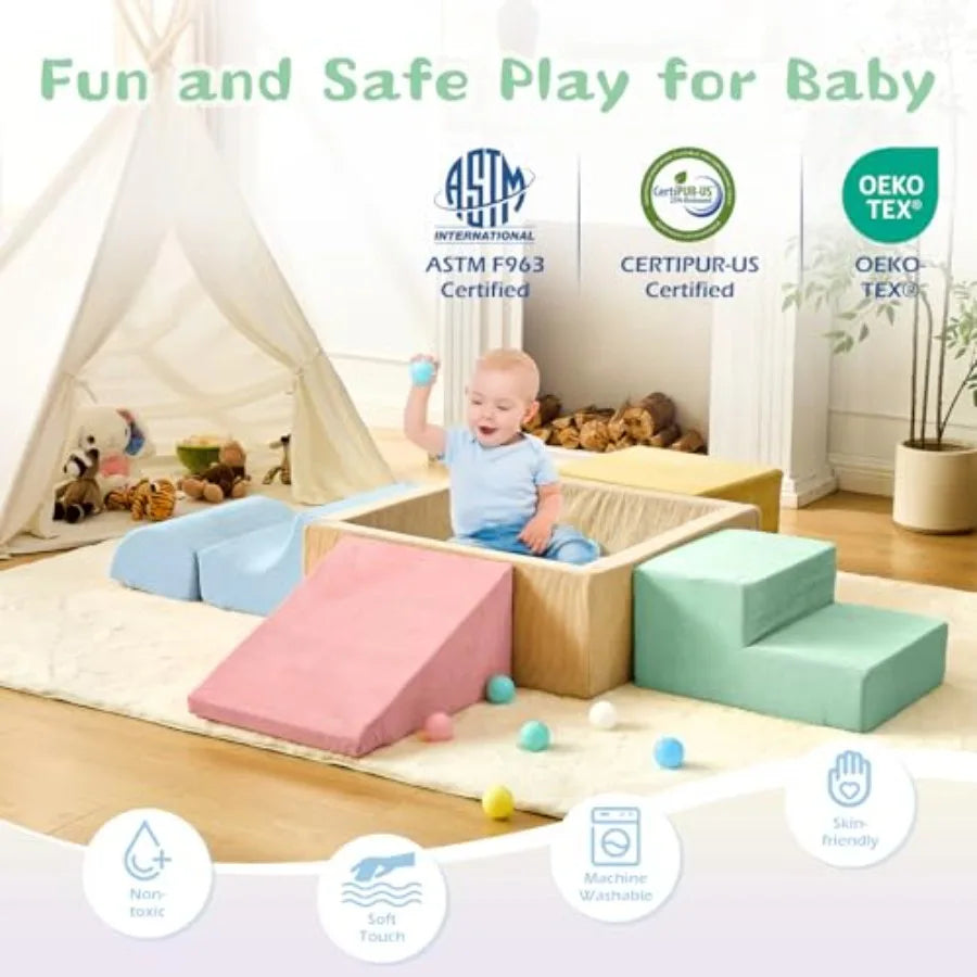 Climbing Toys for Toddlers Toddler Climbing Toys Indoor 5-Piece Foam Climbing Blocks with Ball Pit Balls not Included Soft Play