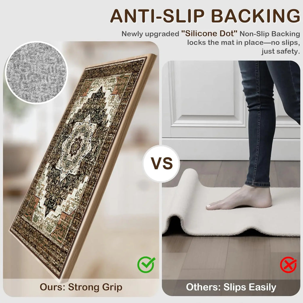 Non-Slip Kitchen Rugs Set of 3 Washable Boho Mats for Floor Farmhouse Runner Hallway Laundry Room