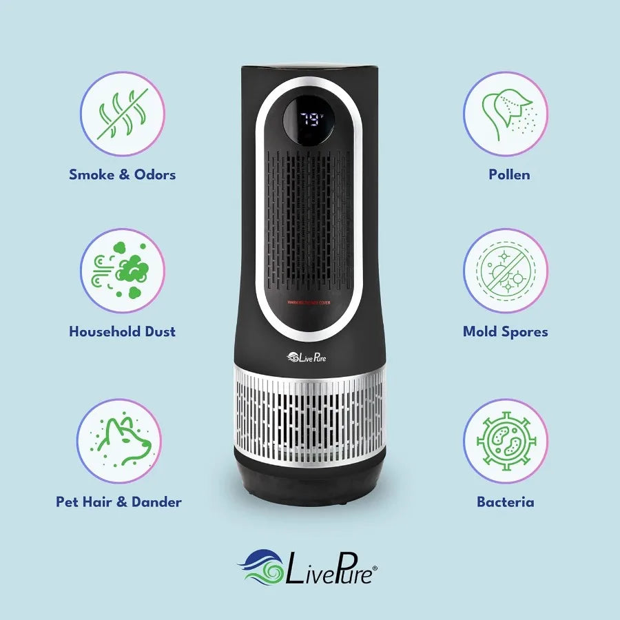3-in-1 LP500 Clean Heat Air Purifier Electric Heater Oscillating Portable Heater with Dual Heat Settings and Advanced Air Filtr