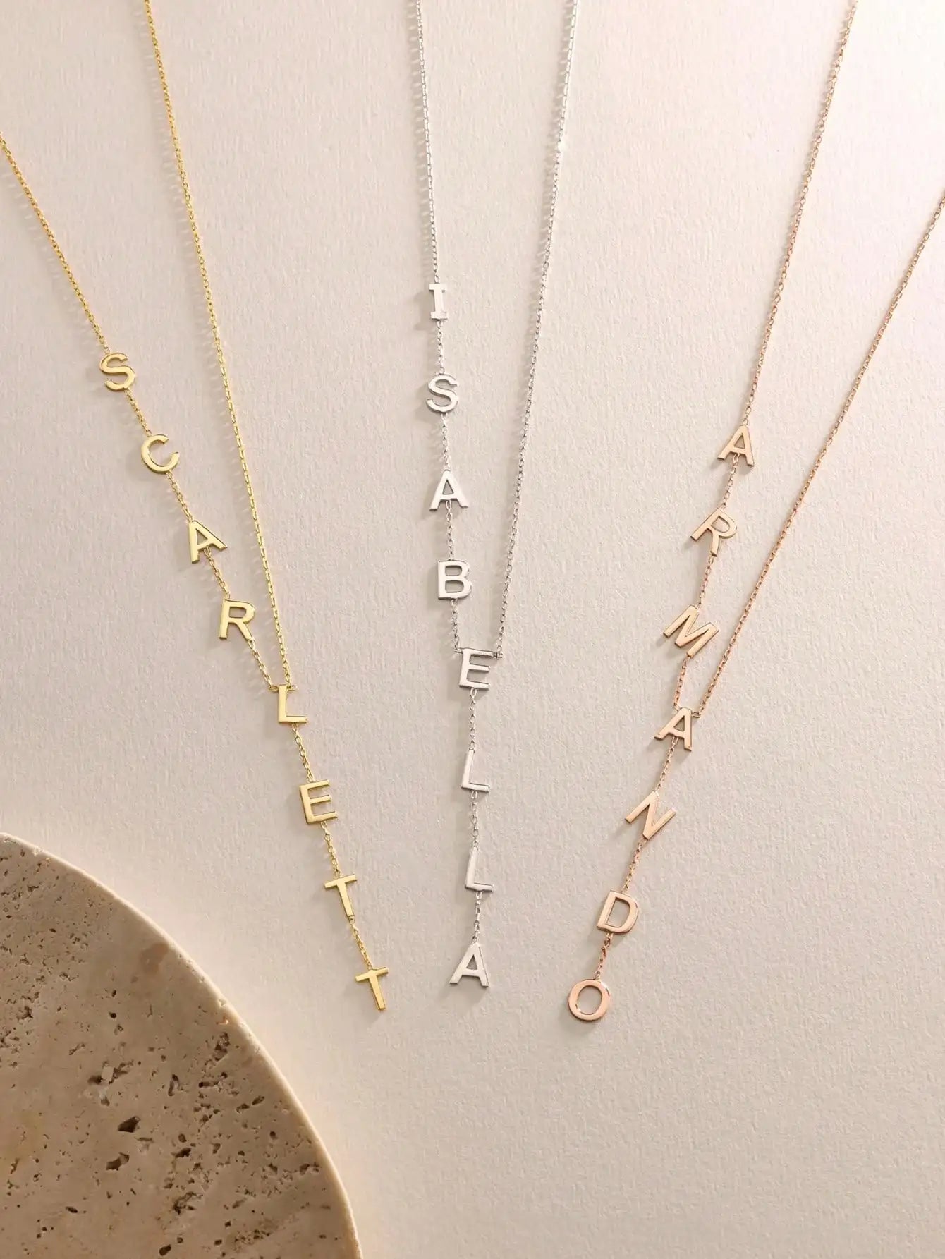 Custom Y-Shape Name Necklace with 1-12 Letters, Gold Plated Personalized Jewelry for Women