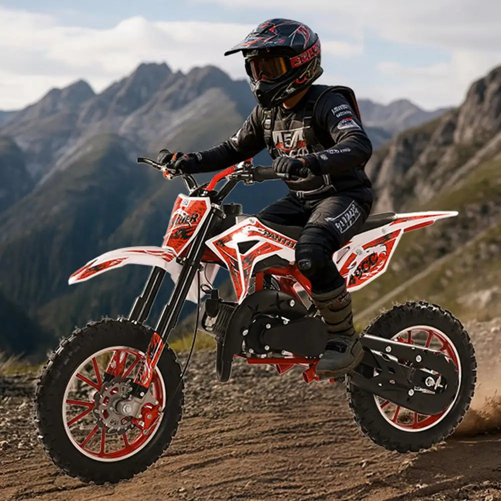49cc 2-Stroke Off Road Mini Motorcycle,Kids Dirt Bike,Gas Power Motocross,Children Pocket Motorbike with Front Rear Disc Brakes