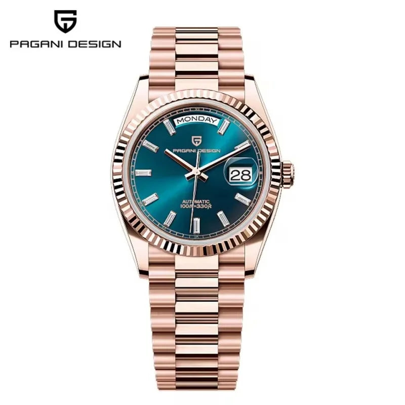 PAGANI DESIGN New Week Calendar Type Watch 316L All Steel Luxury Luminous Men watch Japan Movt Waterproof Mechanical Man watch
