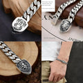 Solid Sterling Silver Italian-Style Cubic Chain Bracelet, Men's S925 Link Design, Perfect Gift for Dad, Boyfriend, Son