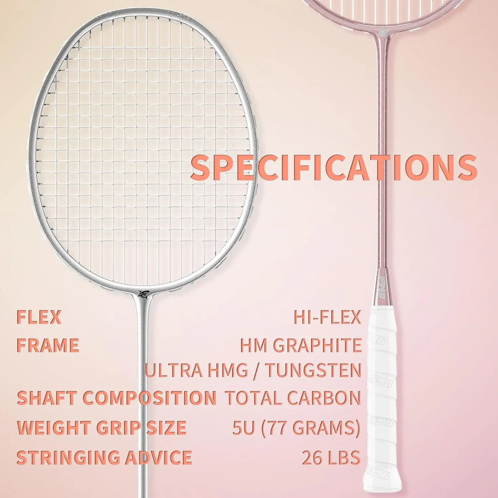 Carbon Fiber Badminton Racket Set with 2 Racquets, Shuttlecocks, Grip Tapes, and Bags for Outdoor and Gym Use