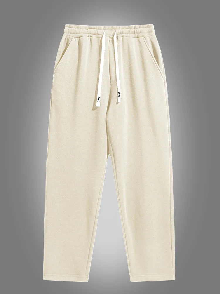 Men's solid color straight leg jogging pants, suitable for casual sports such as running, gym, and outdoor activities