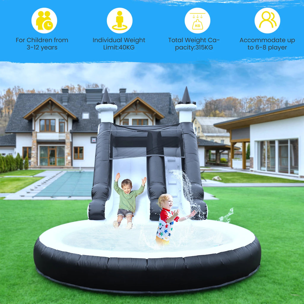Inflatable black Summer Outdoor Sildes Air Bounce Water amusement Play Equipment Inflatble Water Double Slide Bubble Ball Pit