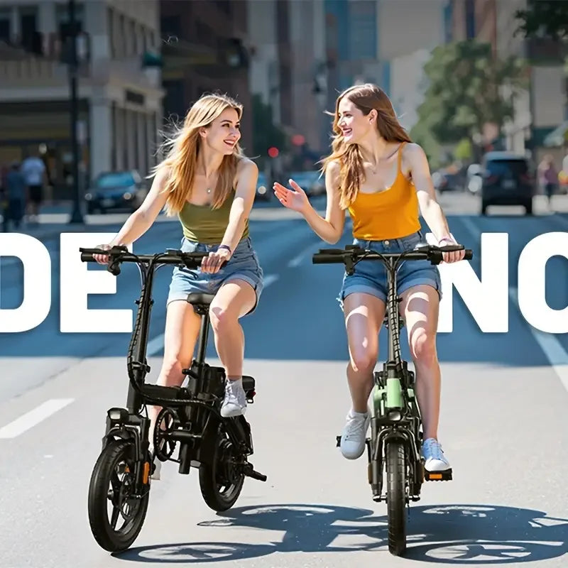14" Folding Electric Motorcycles Mountain E Bike for Adults, 450W Peak Motor Ebike 20Mph 19.5Miles 48V 10.5AH Electric Bicycle