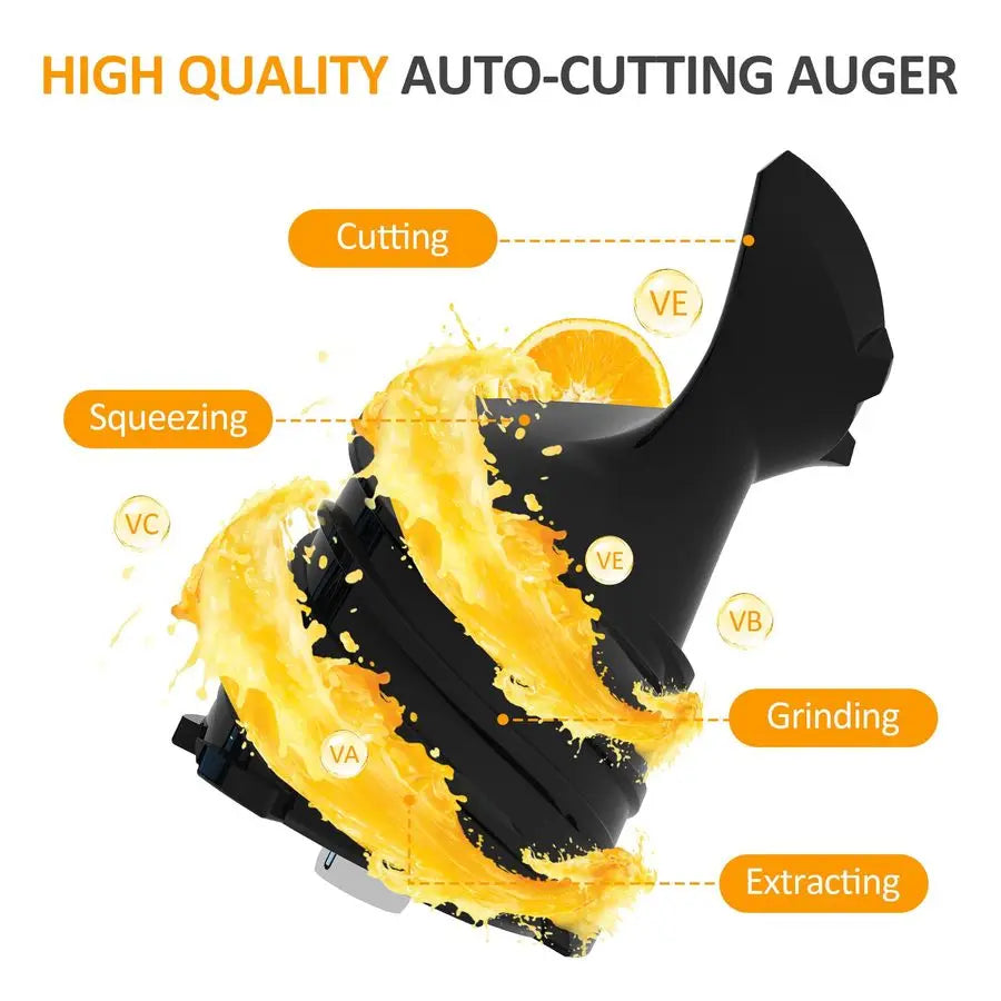 Cold Press Juicer with 5.9 Wide Feed Chute, 250W Slow Masticating Juicer Machines Fit Whole Vegetables amp Fruits, Easy to Clean