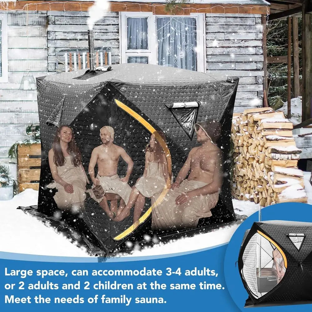 4-Person Outdoor Sauna Tent, 5.91 x 5.91 x 6.23 Feet Dry Sauna Box for Home, Easy Assembly Insulated Tent for Backyard and Campi