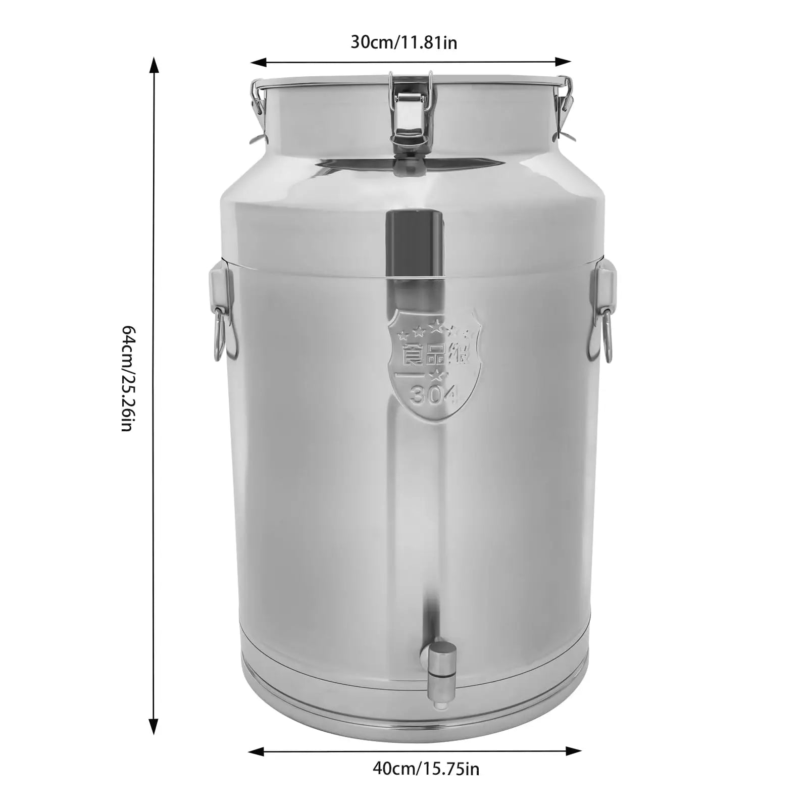 76L/20Gal Milk Can with Spigot - 304 Stainless Steel Water Dispenser Food Storage Container for Liquid & Dry Goods, Wine Pail Bu