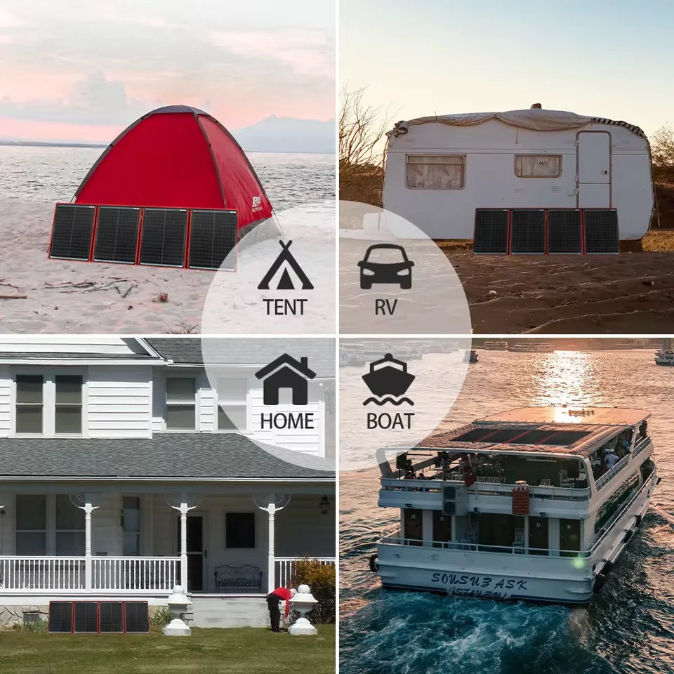 DOKIO 18V Foldable Solar Panel With Portable 12V Charger For Camping/Powerbank/Battery/Home 300W Solar Kit