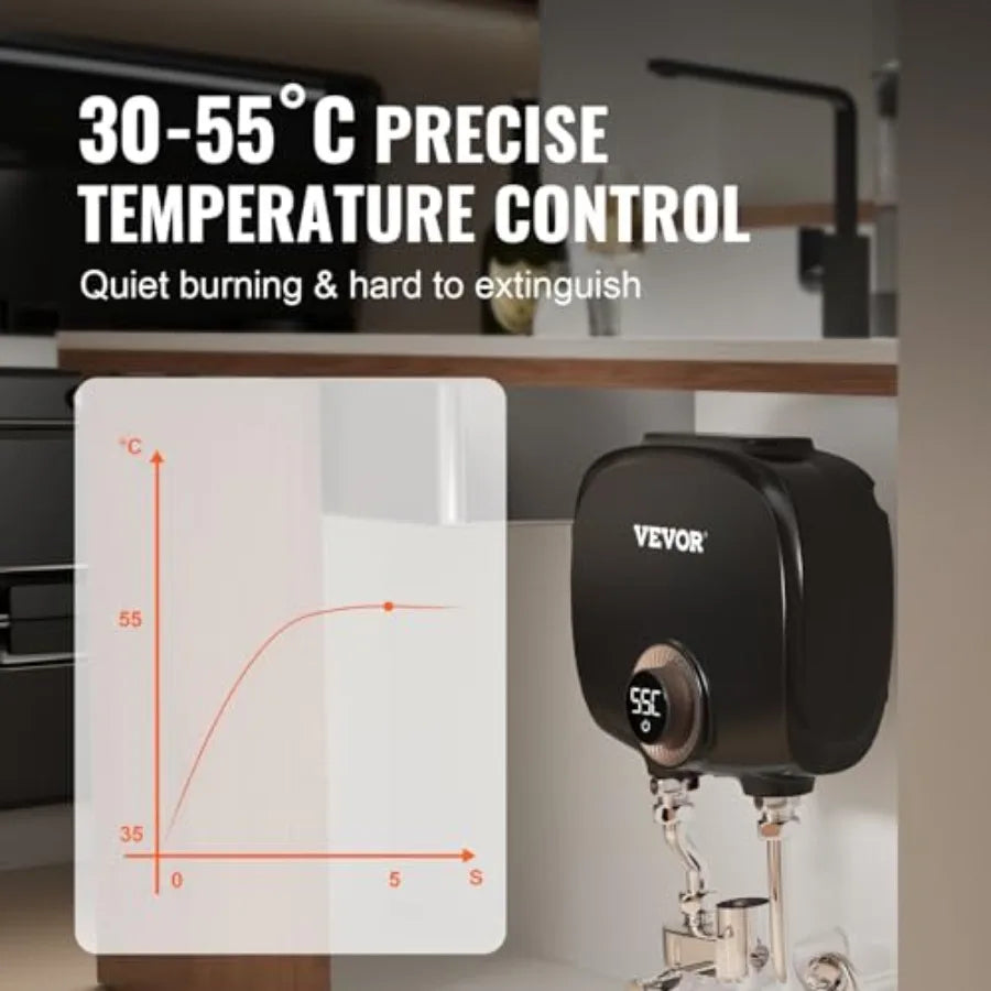 Tankless Water Heater Electric 7kw On Demand Instant Under Sink Water Boiler with Digital Temperature Display and Easy In