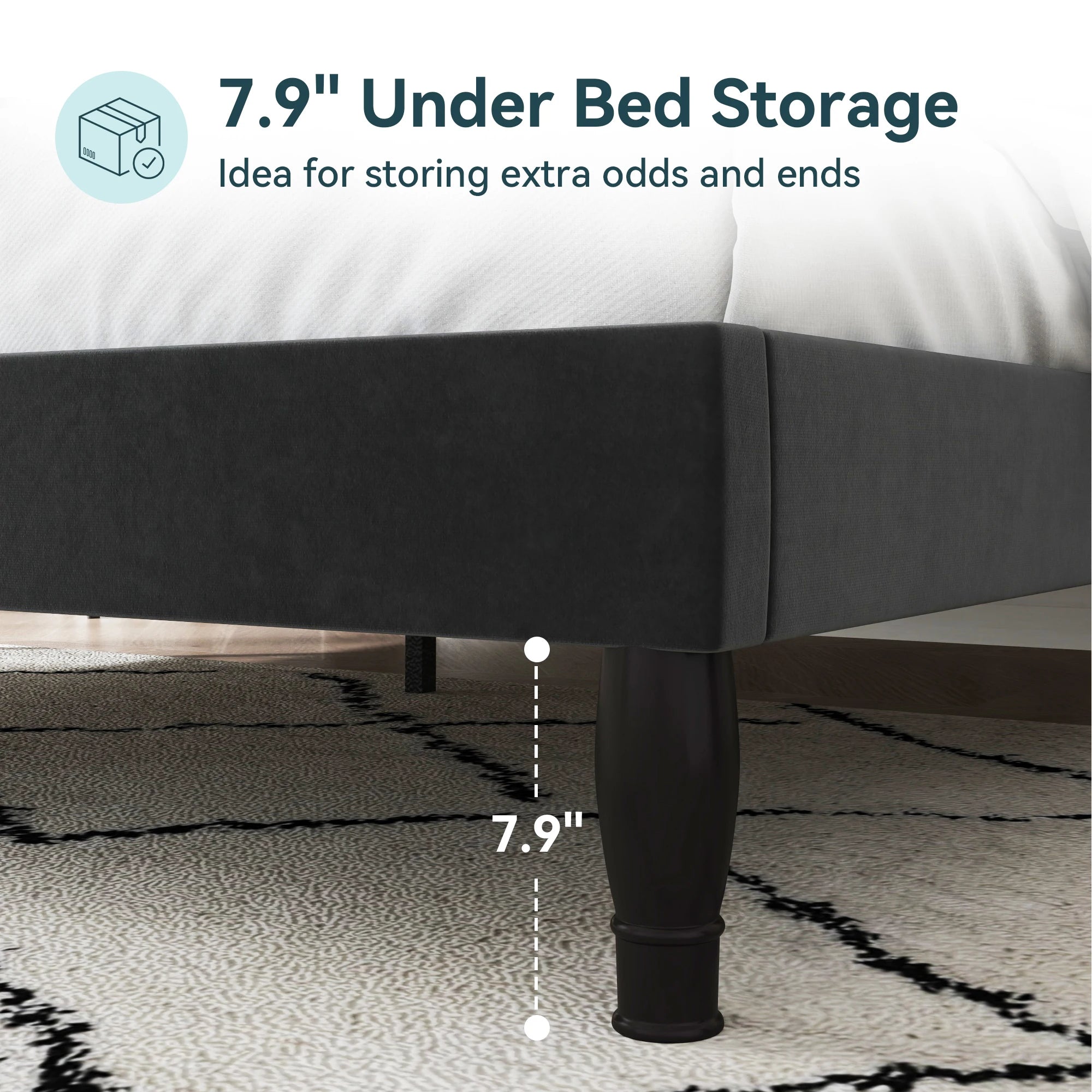 HOOMIC Full/Queen/King Size Velvet Bed Frame with Adjustable Tiara Headboard, Diamond Tufted Upholstered Platform Bed