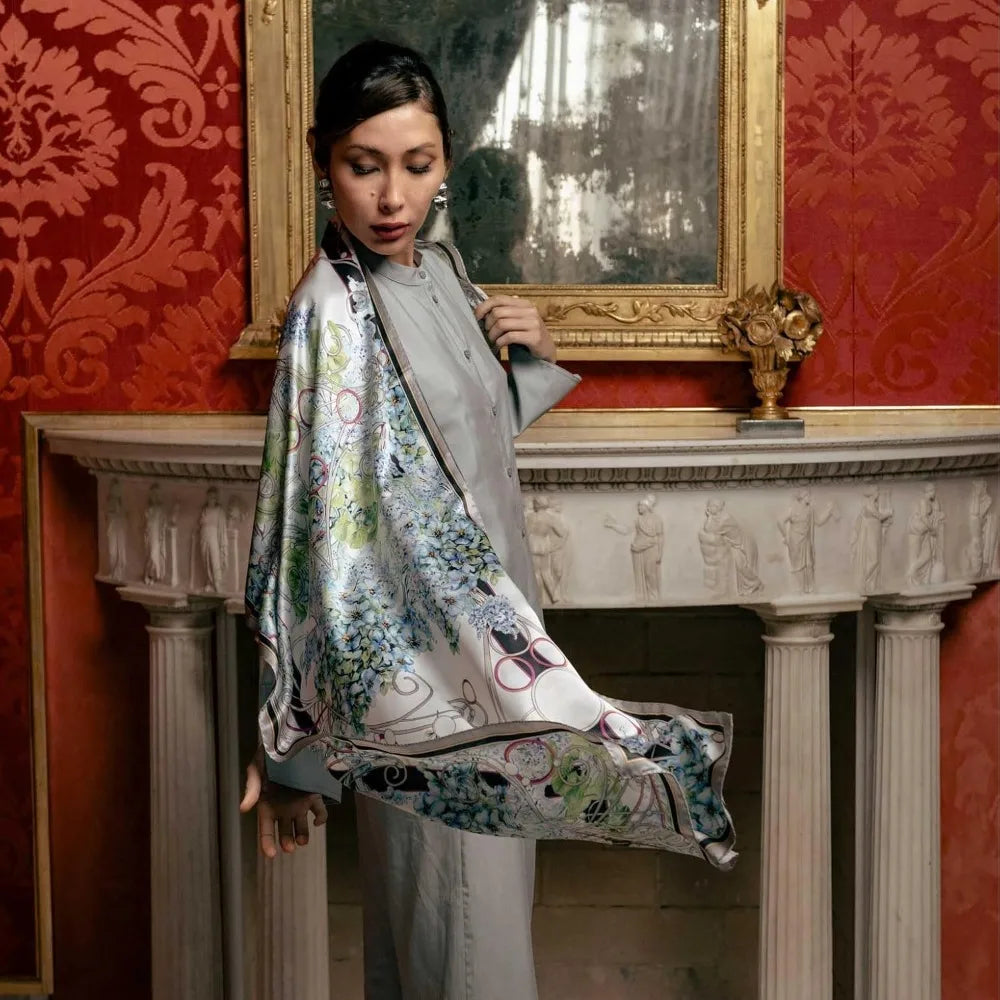 100% Silk Italian-Made Fashion Long Scarves for Women - Elegant Style Accessories