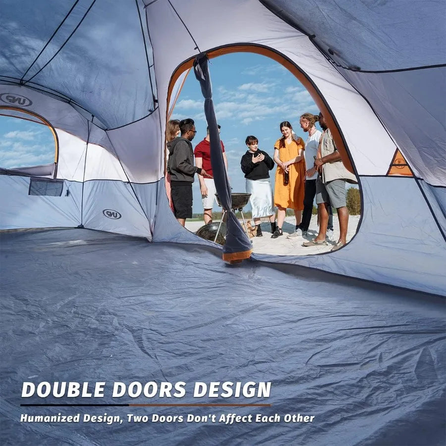 Camping Tent 10-Person-Family Tents Parties Music Festival Tent Big Easy Up 5 Large Mesh Windows Double Layer 2 Room Waterproof