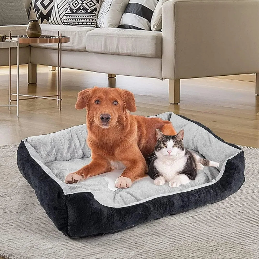 Plush Rectangle Dog Bed for Comfortable Rest, Ideal for Cats and Pets, Sleep Bag, Plush Puppy Kennel Bed in Brown