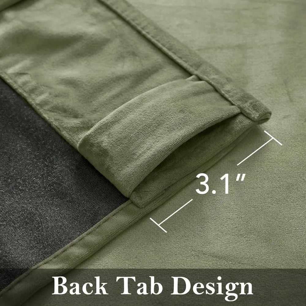 Elegant Sage Green Velvet Curtains, 52x108, Light-Blocking Panels for Living/Guest Rooms, Spring Decor