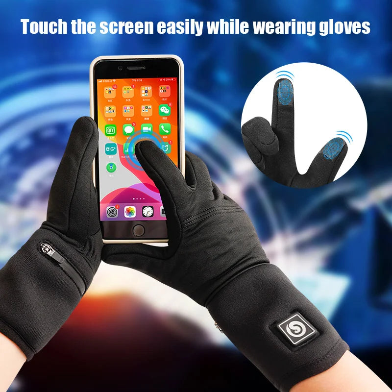 Winter Rechargable Electric Heated Skiing Gloves Touch Usb  Liner Cycling Thermal Gloves Battery Warm Men Women 2022