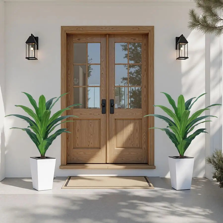 Artificial Dracaena Tree with White Tall PlanterTall Potted Faux Plants Indoor Fake Floor Plant for Home Office Living Room Outd