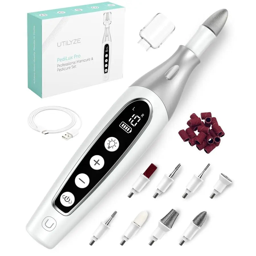 Pro Professional Manicure Pedicure Kit, Cordless Electric Nail File Drill Set, Thick Toenail Grinder, Toe Nail Dremel Tools, Fil