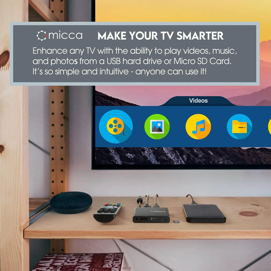 4K Ultra-HD Media Player for USB & MicroSD, HDMI/AV Output, Auto Play, Supports MP4, MKV, JPG, MP3