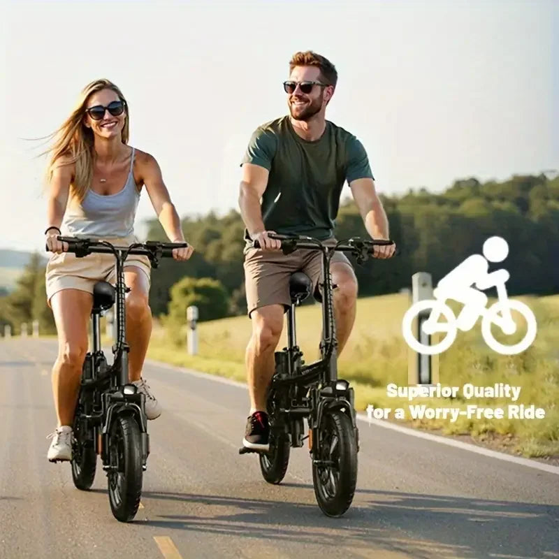 14" Folding Electric Motorcycles Mountain E Bike for Adults, 450W Peak Motor Ebike 20Mph 19.5Miles 48V 10.5AH Electric Bicycle