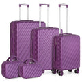 5-Piece ABS Hardshell Luggage Set with TSA Lock & Cosmetic Bag - 360° Spinner Wheels Carry-On/Check-In for Travel, Purple