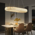 Oval gold pendant lamp, modern crystal pendant lamp, restaurant lighting fixture, pendant lamp, ceiling, living room