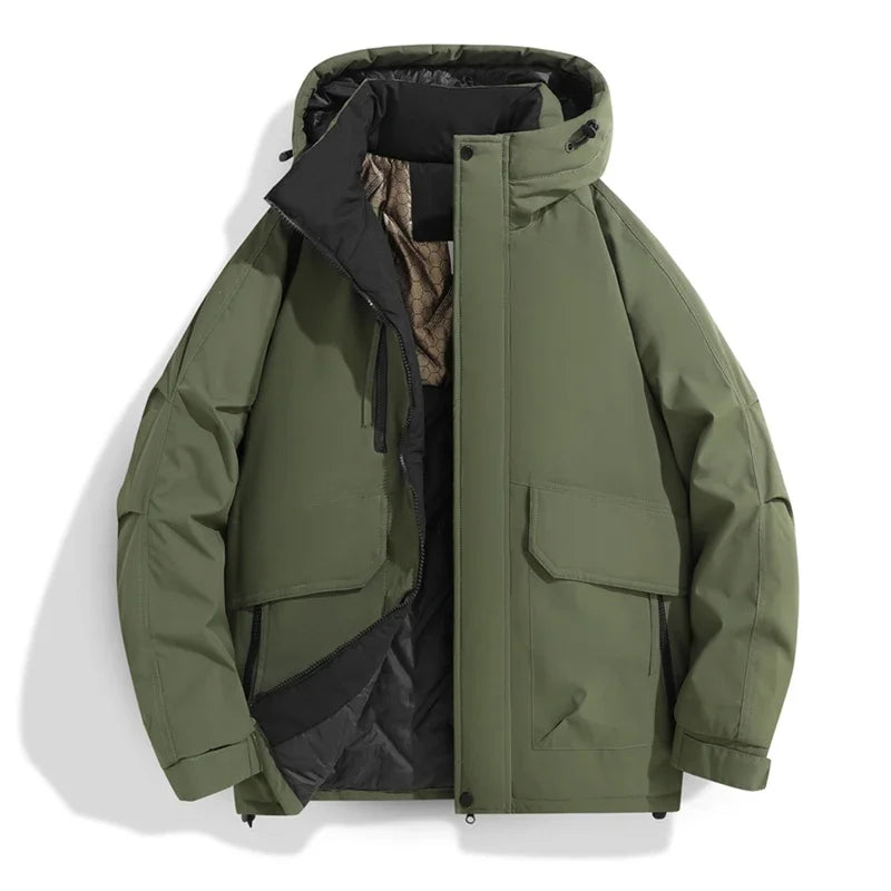 2025 Autumn/Winter New Thickened Fashion Versatile Warm Outdoor Windproof Waterproof Hooded Casual Jacket Cotton Jacket  for Men