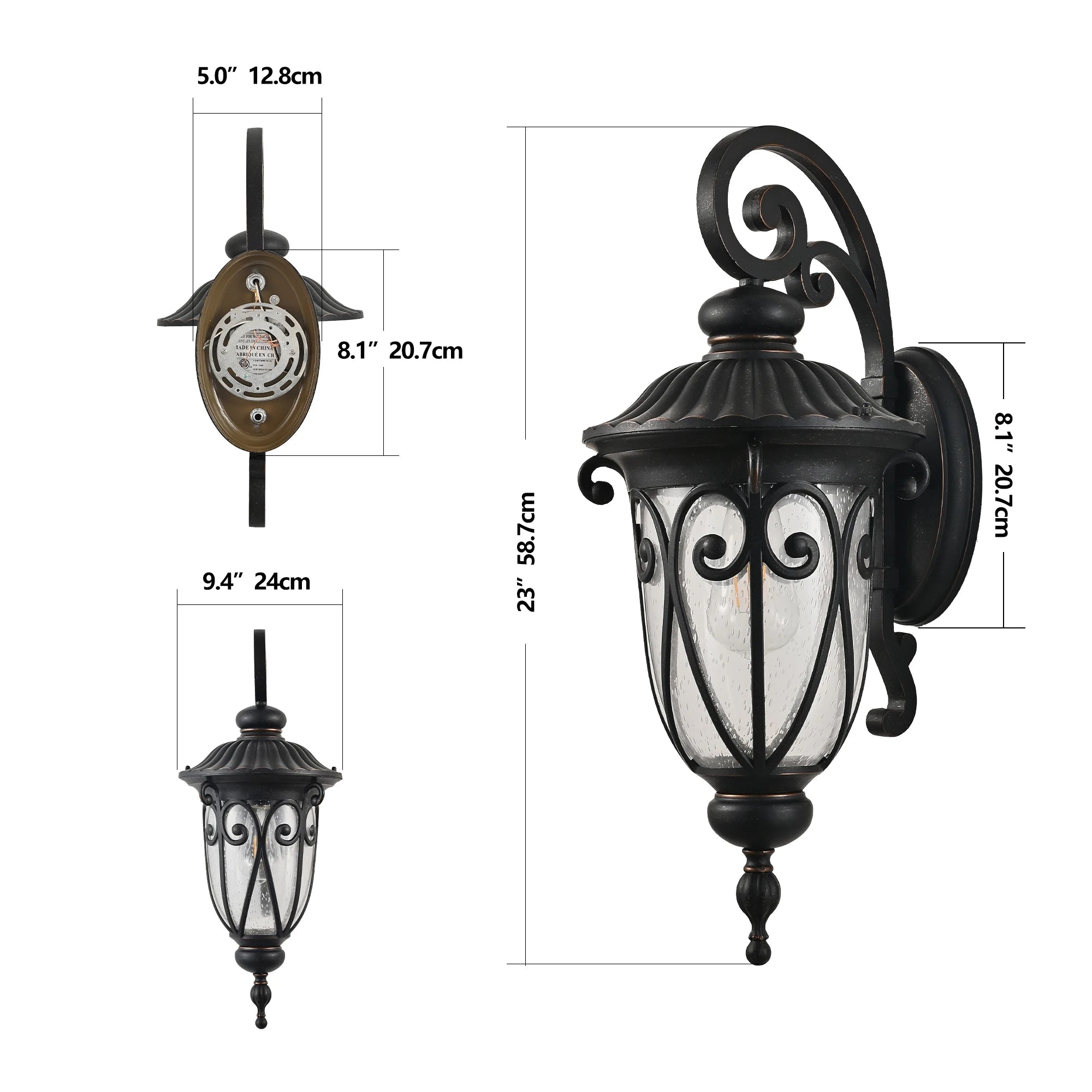 FAISHILAN Outdoor Wall Light Weatherproof Exterior Wall Sconce, Classic Traditional Dark Bronze Finish, E26 Base Outdoor Light